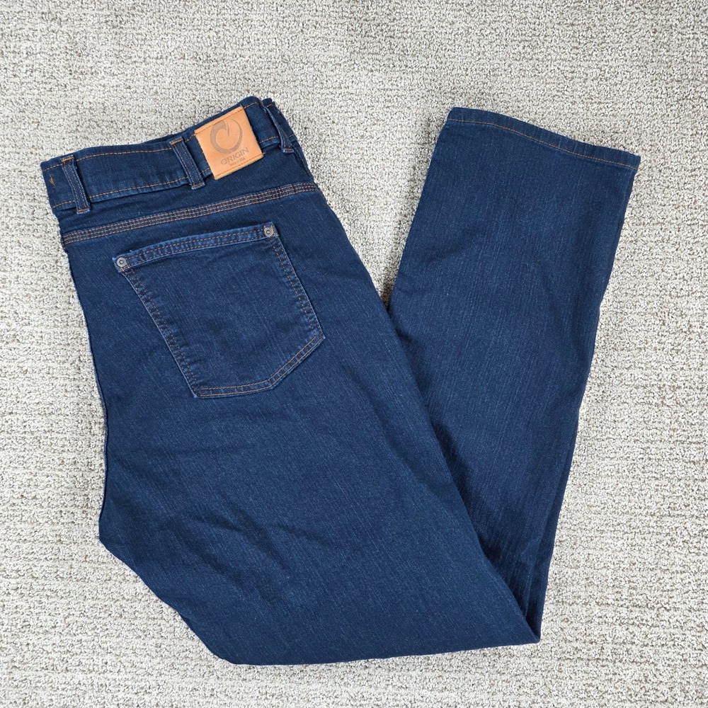 Origin Maine Mens Relaxed Fit Dark Wash Stretch Denim Jeans Blue 40x32 USA Made